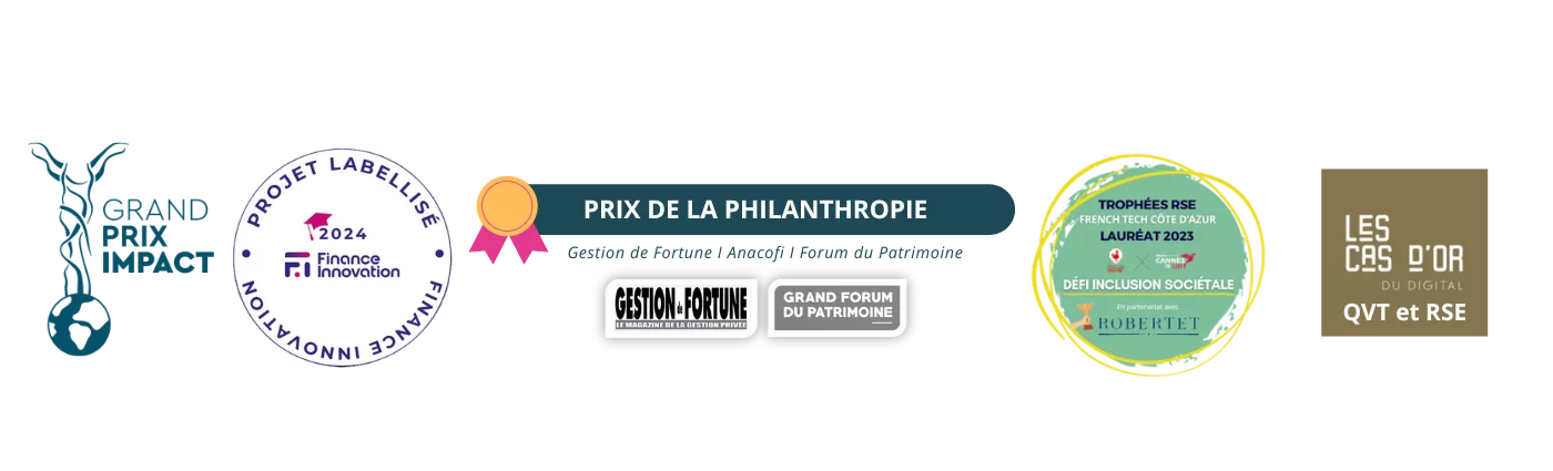 Prix de la Philanthropie, Grand Prix Impact, Trophées RSE French Tech, Les Cas d'Or du Digital, Label Finance Innovation